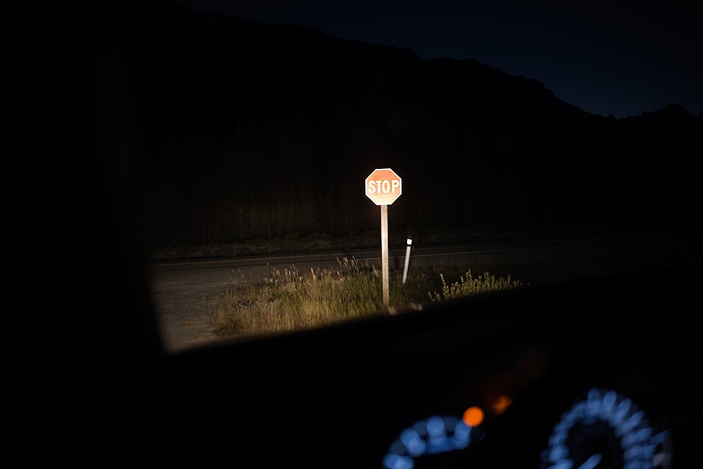Stop sign at night