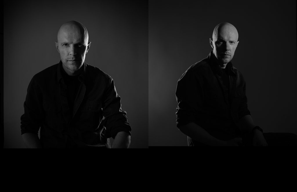 Studio portrait, black and white